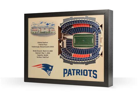 New England Patriots Gillette Stadium 3d Wood Stadium Replica — 3d Wood