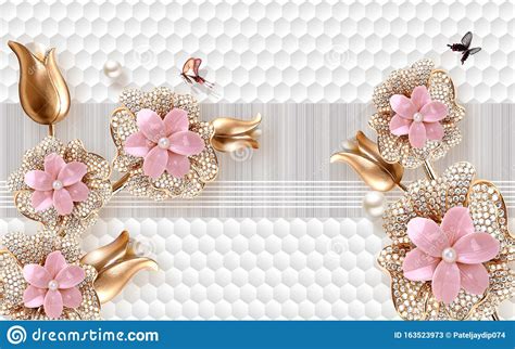Pink floral pattern background design. 3d Flower Design Wallpaper Background, Stock Illustration ...