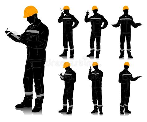 Construction Worker Silhouette Poses Stock Illustrations 51