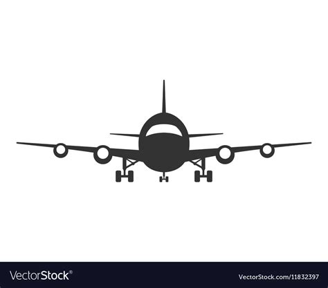 Icon Of Plane Airplane Symbol Front View Aircraft Vector Image