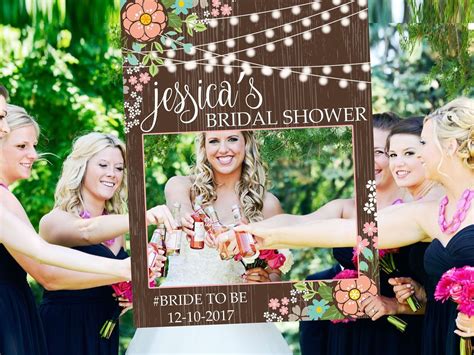 Rustic Floral Bridal Shower Photo Booth Prop Frame Wedding Prop Selfie Frame Usa Party Decorations