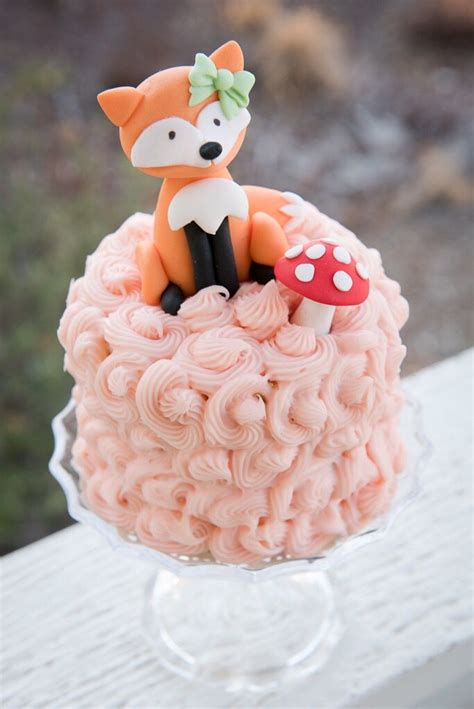 Woodland Fondant Fox Birthday Cake Smash Cake First Birthday Party