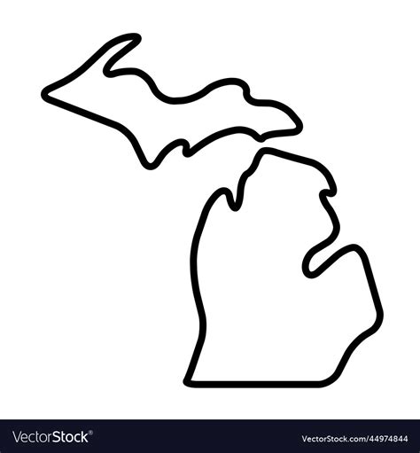 Michigan Black Outline Map State Of Usa Royalty Free Vector
