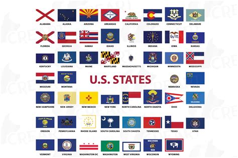Usa Capital And States Flags Clip Art C Design Bundles