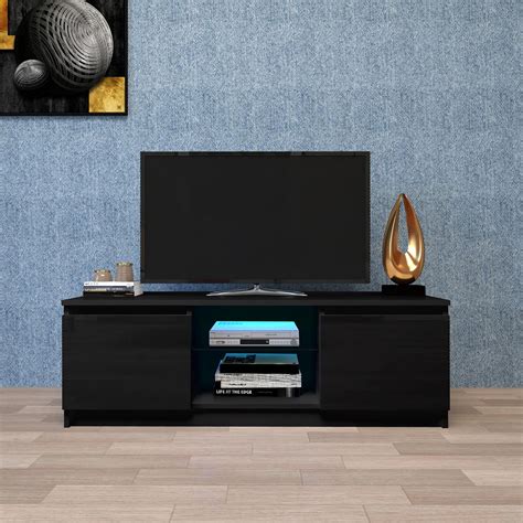 Tv Stand With Storage Drawers Shelves Led Rgb Lights For Flat Tv