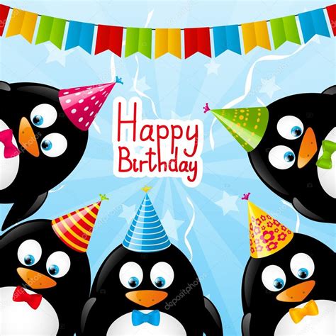 Birthday Card With Funny Penguins Stock Vector Image By ©huhli13 46796885