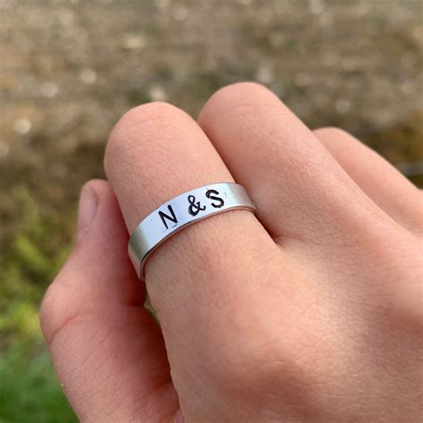 Initial Ring Personalised Custom Letters Couples Rings In Etsy Singapore