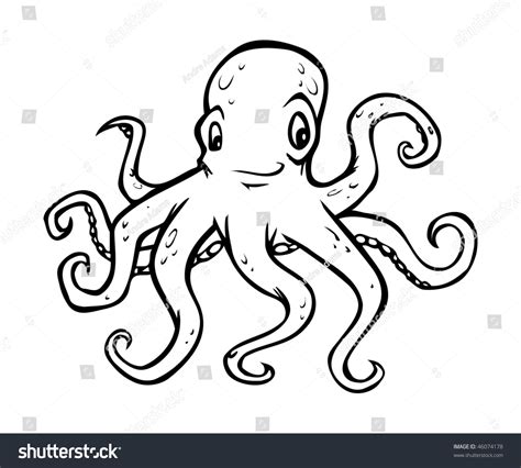 Cartoon Vector Outline Illustration Octopus 46074178 Shutterstock