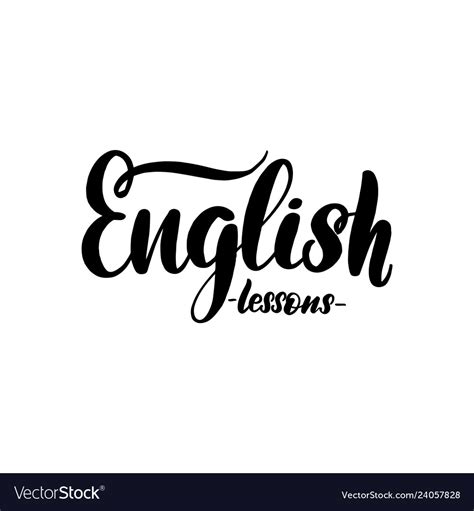 English Lessons Lettering Card Typographic Vector Image