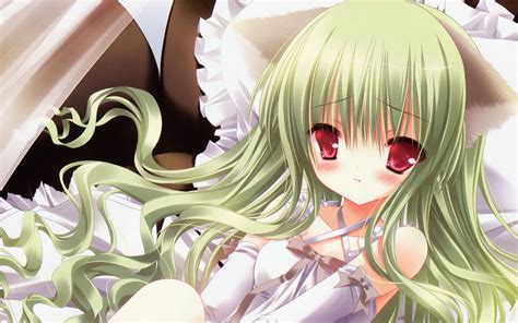 anime girl green color hair wallpaper coolwallpapers me
