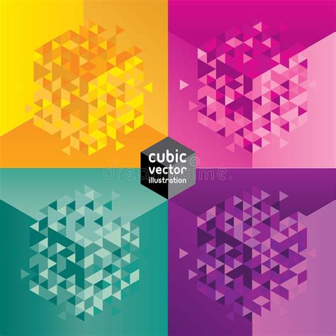 Abstract Cube Mosaic Design Geometric Backgrounds Set Layered File