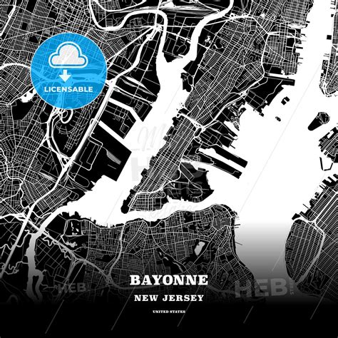 Black Map Poster Template Of Bayonne New Jersey Usa Hebstreits