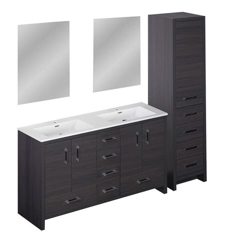 Shop items you love at overstock, with free shipping on everything* and easy returns. COMBO 60" grey-brown double-sink elevated vanity set with ...