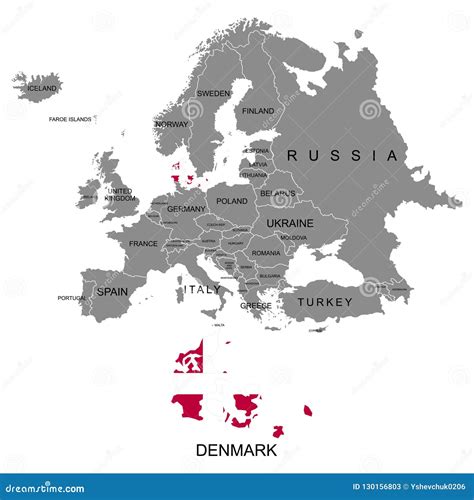 Territory Of Europe Continent Denmark Separate Countries With Flags