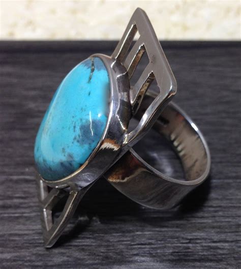 Sterling Silver Turquoise Ring Handmade Handcrafted Turquoise Blue