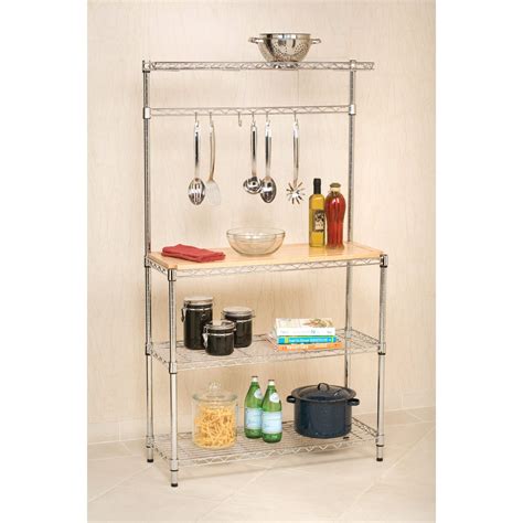 Made of sturdy iron steel construction in an elegant platinum finish this shelf features two ventilated. Seville Classics Bakers Rack Kitchen Workstation Review ...