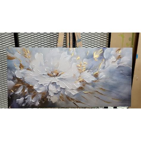 Blue White Flower Ii 3d Heavy Textured Partial Oil Painting Tps 193
