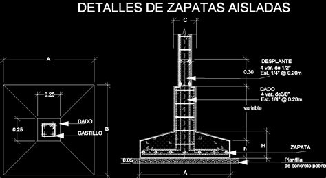 Single Column Footing In Reinforced Concrete Dwg Block For Autocad