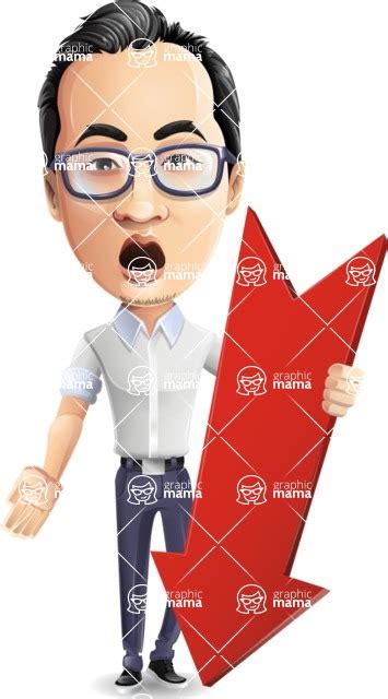 Cartoon Chinese Man Vector Character 112 Illustrations With Arrow