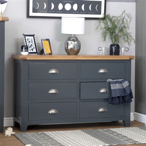 Hampshire Blue Painted Oak Chest Of 6 Drawers Blue Chest Of Drawers
