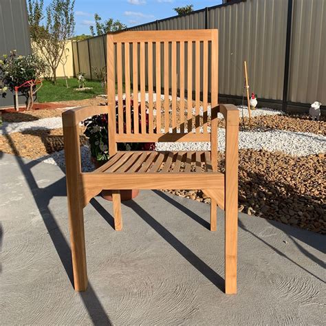 Teak patio dining chairs at chic teak. Outdoor Furniture Solid Teak Wood Stackable Chair