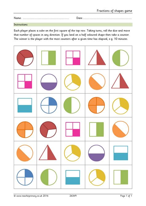 Fractions Of Shapes Game Ks1 Ks2 Maths Teachit