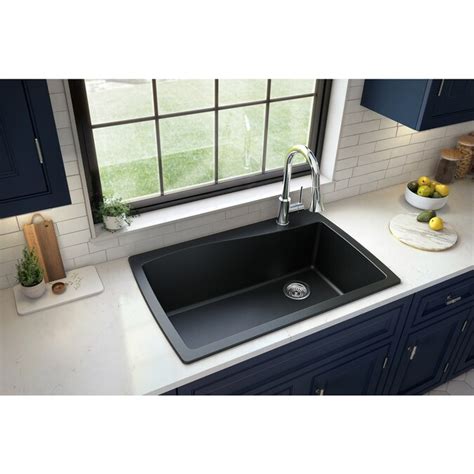 Karran Drop In 34 In X 22 In Black Single Bowl 1 Hole Kitchen Sink In