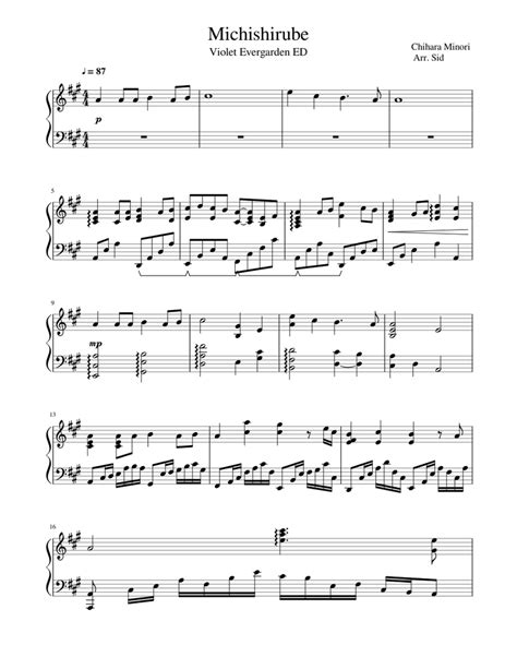 Michishirube Violet Evergarden Ed Sheet Music For Piano Solo