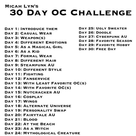 30 Day Oc Challenge On Tumblr