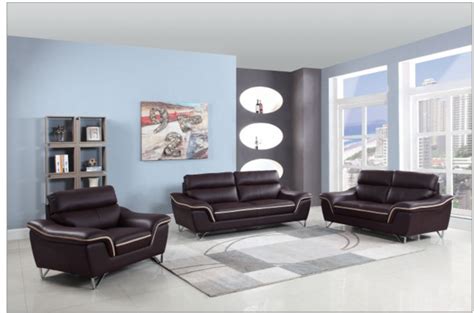 150 Modern Brown Leather Set Leather Sofa Sets Living Room Star