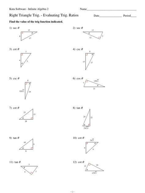 How many right angle triangles can be. Right Triangle Trig Evaluating Ratios.pdf | Sine | Trigonometric Functions
