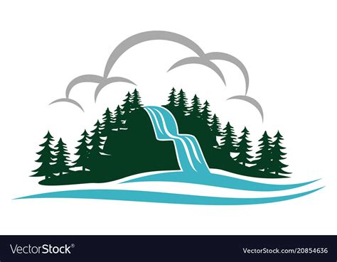 Mountain Waterfall Logo Design Template Royalty Free Vector