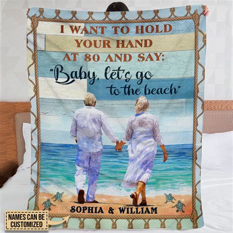 Lets Go To The Beach Old Couple Couple T Custom Blanket Wander