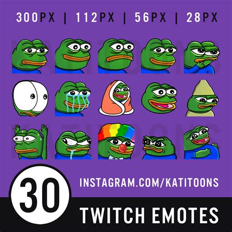 30 Pepe The Frog Meme Twitch Emotes Ultimate Pack 06 Emotes Etsy