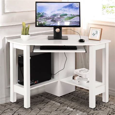 Wooden Study Computer Corner Desk With Drawer Small