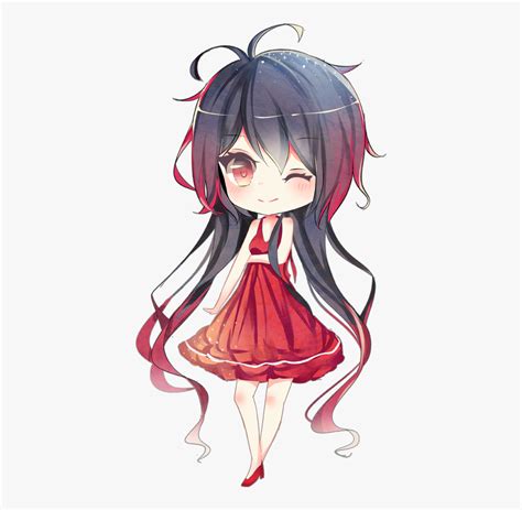 Anime Girl With Black Hair And Blue Highlights For Anime Cute Little Chibi Girl Transparent