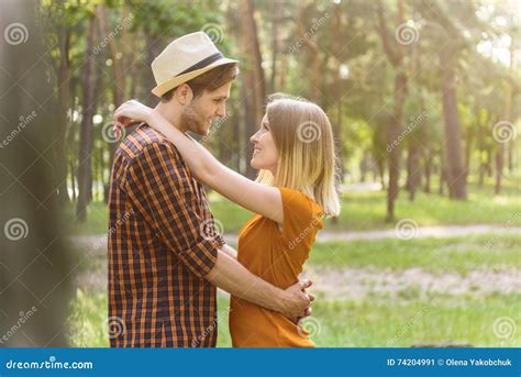 Happy Loving Couple Expressing Feeling In Nature Stock Image Image Of