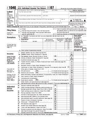 Make a claim for a carryback because of a lost or unused credit. 2007 Form IRS 1040 Fill Online, Printable, Fillable, Blank - PDFfiller