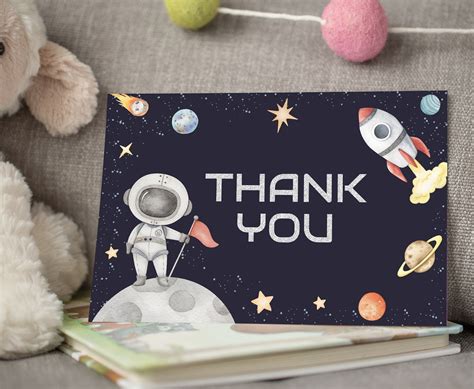 Space Thank You Cards Digital Download Flat 4x6 Card Outer Etsy