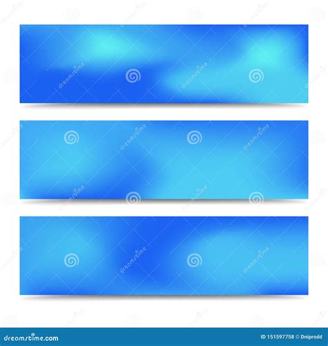 Smooth Abstract Blurred Gradient Blue Banners Set Stock Vector