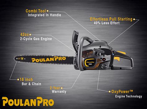 スチェーン Poulan Pro Pr4218， 18 In 42cc 2 Cycle Gas Chainsaw， Case