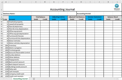 Accounting Journal Excel Template Templates At