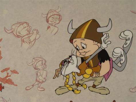 Elmer Fudd And Bugs Bunny Sericel Art W Background