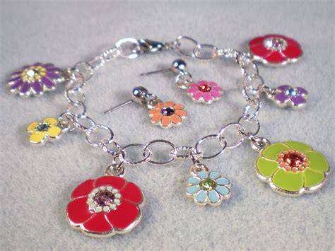Flower Power Charm Bracelet And Earrings For A Child Jewelry Video