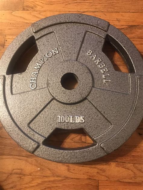 100 Lb Olympic Weight Plates Pair Champion Barbell For Sale In Long