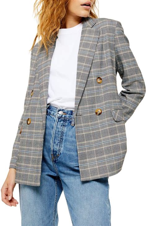 topshop double breasted plaid blazer nordstrom