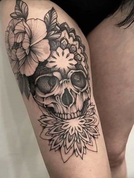 Skull Half Sleeve Tattoo Designs For Women
