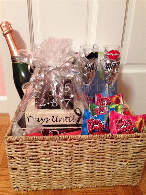 Engagement T Basket Champagne Glasses Countdown To Wedding Day