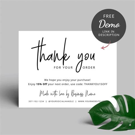 Thank You For Purchase Card Printable Customer Thank You Card