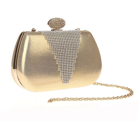 Fashion Gold Womens Satin Bag Clutch Handbag Shoulder Bag Bridal